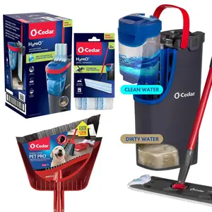 Premium 2-Tank Flat Mop Cleaning System with Reusable Microfiber Pads
