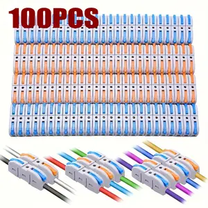 100pcs Lever Wire Connectors 1-in-1-out, Inline Wire Connectors kit for Quick Connect, Push in Compact Splicing Electrical Connectors Butt Terminals Universal Connector, Quick Splice Connectors