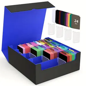 Collectible Card Storage Box, 3000+ Mtg Deck Case with 24 Color Dividers & 4 Card Holder Stands, Ideal for Game Cards, Trading Cards, Paper Games, Trade Card Box