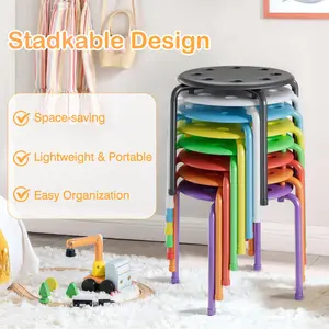VECELO Stacking Nesting Stools Portable Stackable Bar Stools Colorful Decoration for Classroom School Home Office Chairs Round Stools Flexible Seating