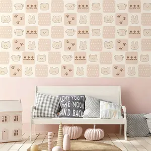 Cute Animal Print Peel and Stick Wallpaper - Removable Pastel Wallpaper for Nursery, Kids Bedroom, Baby Room, and Playroom Decor, Self-Adhesive & Waterproof, Boho Neutral Aesthetic