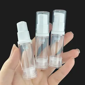 5pcs Reusable Vacuum Dispenser Bottles 5ML/10ML, Mini Travel Cosmetic Makeup Containers, Leak-Proof Perfume, Foundation, Serum, Lotion, Skincare