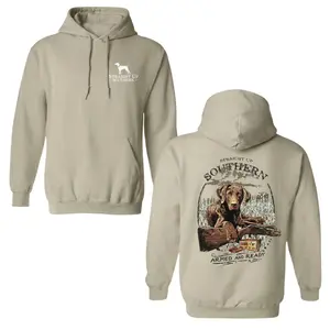 Straight Up Southern  Hunting Dog Hoodie, Chocolate Lab with Shotgun in Marsh Graphic Design on Soft Cotton Blend Fabric, Unisex Fit for Men Women Teens, Perfect Gift for Duck Hunters, Bird Dog Lovers & Southern Outdoorsmen