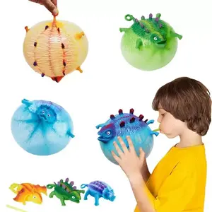 Inflatable Dinosaur Squeeze Ball, Novelty TPR Blowing Prank Toy, Funny Decompression Squishy Ball, Creative Stress Relief Fidget Toy for Kids & Adults, Ideal Children’s Day Gift