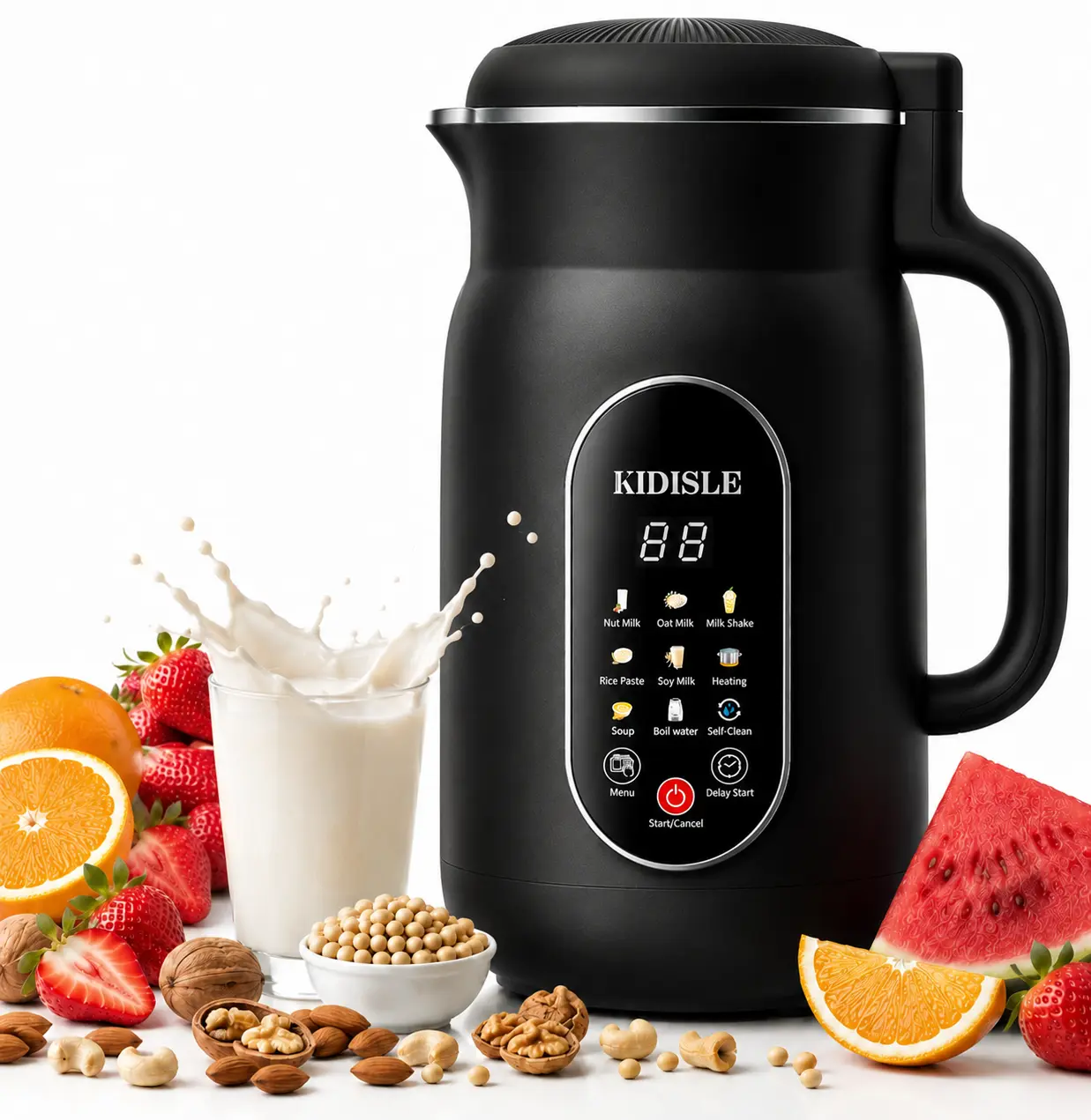51oz Nut Milk Maker, 10-in-1 Nut Milk Machine with 140℉ Heating & 8H Keep Warm, Touch Screen Plant-Based Milk Maker for Almond, Oat & Soy, 12H Delay Start & Self-Clean, Noise ReductionSummervibes