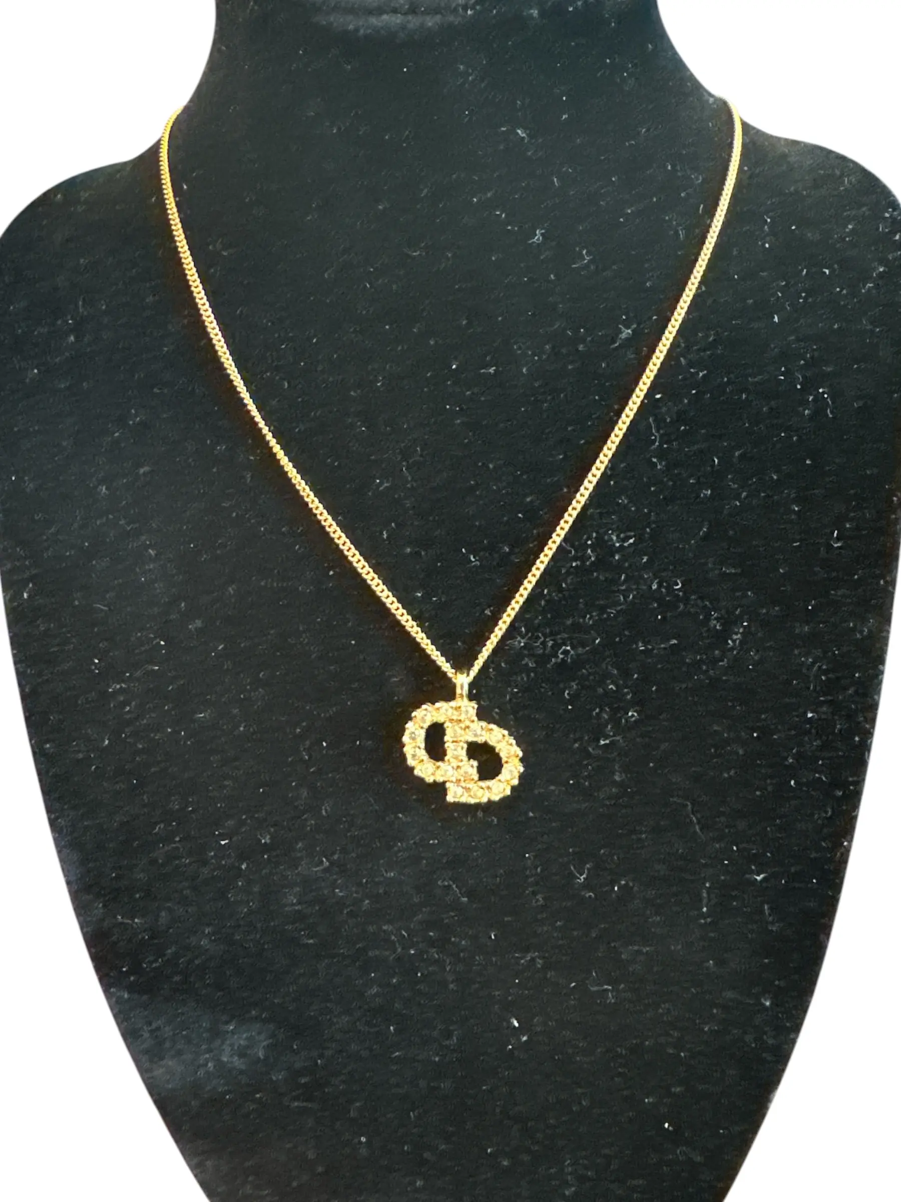 Pre-owned Christian Dior "CD" 17 inch Gold Plated Necklace