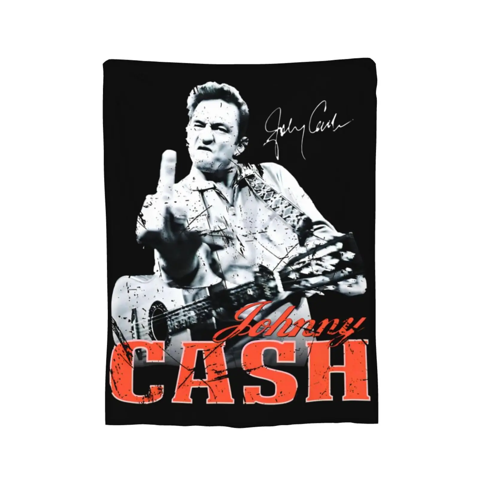 Johnny Cash Cotton Flannel Blanket for Adults - Wrinkle Resistant, Multi-Size (50"x60", 80"x60" Included), All-Season, Novelty Pattern, Christmas, Thanksgiving, Birthday Gift, Indoor-Outdoor Sofa Bed AC Blanket