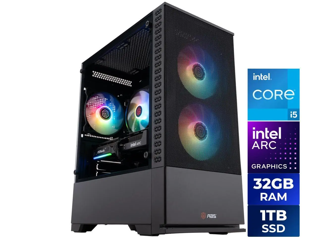 ABS Cyclone Aqua Prebuilt Gaming PC - Windows 11 - Intel Core i5-14400F - Arc B580 12GB - 32GB DDR4 - 1TB NVMe SSD