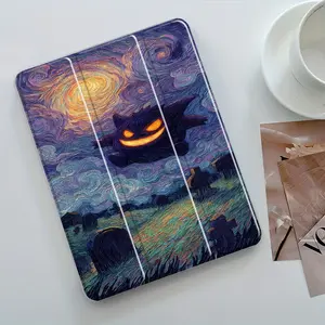 Cartoon Starry Sky Design iPad Stand Case, Ipad Tablet Accessories, Transparent Acrylic Cover, Pencil Holder & Charger Slot, Fits iPad Pro/air/mini, Shock-resistant Full Cover Protective Case Suitable for Offices Schools and Homes