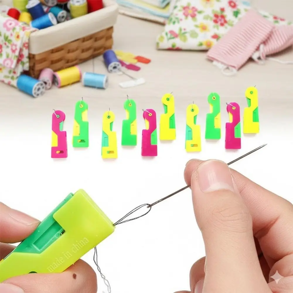 Automatic Needle Threader Tool for Sewing Machines, Quick & Easy Threading Aid with Non-Slip Design, Universal Reusable Thread Guide Fits Most Home Sewing Models, Effortless Operation.
