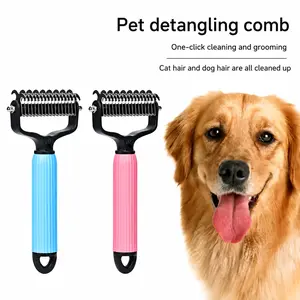 Pet Detangling Comb Double-Sided Stainless Steel Grooming Tool for Long-Haired Dogs & Puppies Coat Care & Shedding Removal