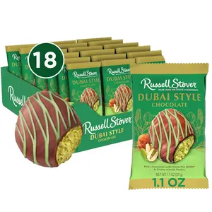 Russell Stover Dubai Style Pistachio & Kataifi In Milk Chocolate Candy Bar, 1.1 Oz. (Pack of 18) Creamy Dessert