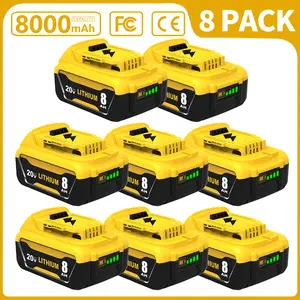 8-Pack 8000mAh Replacement for Dewalt 20V Battery Lithium Compatible with Dewalt 20 Volt Max Battery DCB200 DCB205/DCD/DCF/DCG Series Power Tools
