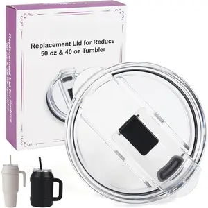 Leak Proof Replacement Lid for Reduce 50 oz & 40 oz Tumbler, No Spill Splash Resistant Tumbler Cover, , Clear, Dishwasher Safe,  Fit for Travel & Daily Use