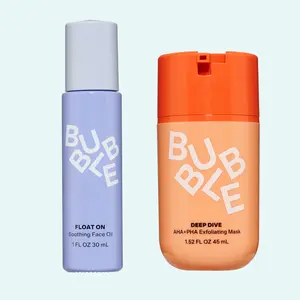 Bubble Skincare - The Re-Set - Exfoliate & Repair Bundle with Deep Dive AHA+PHA Exfoliating Mask & Float On Soothing Facial Oil for Radiant Skin