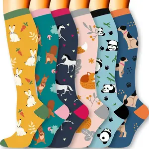 MhzyCaus 6-Pack Calf Compression Socks for Women Lightweight Support for Long Standing Workdays Sweat-Wicking Odor-Resistant Comfortable Durable Design