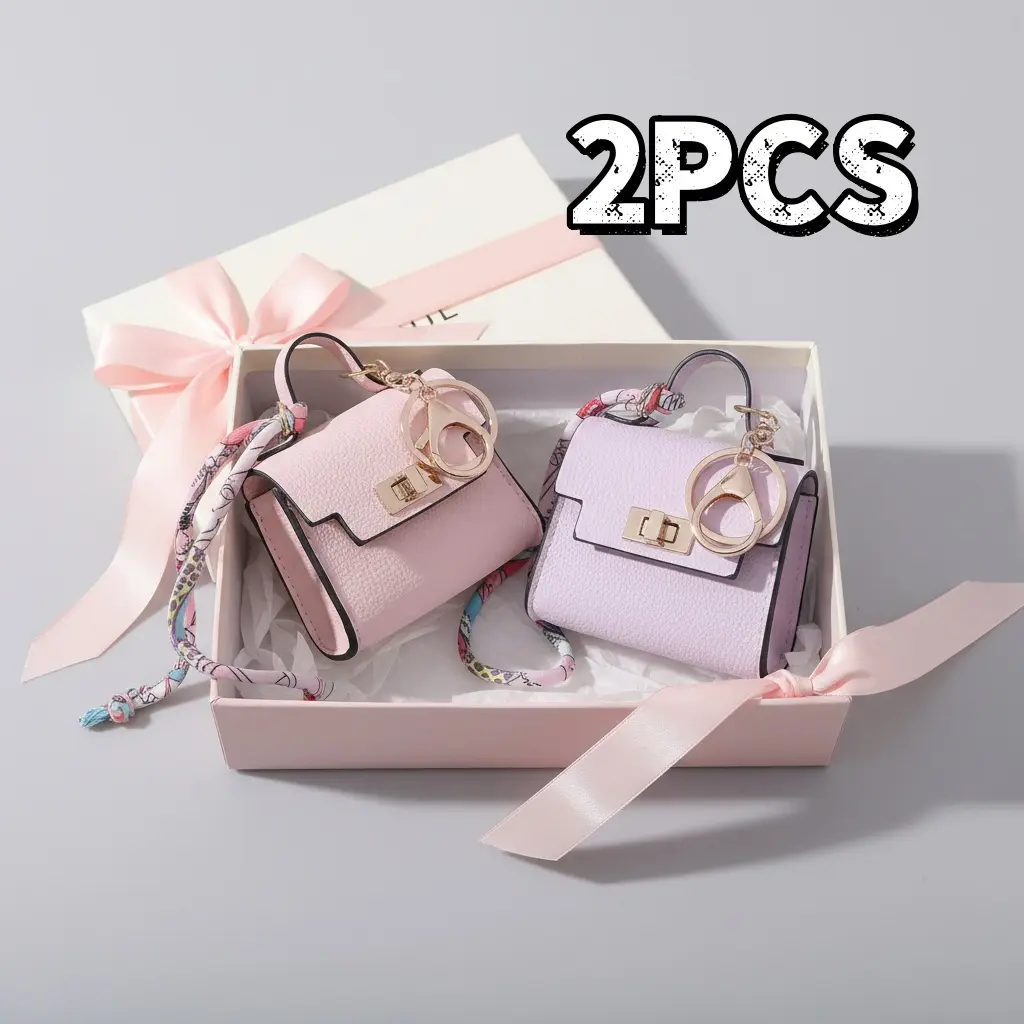 Women's Purse Accessories 2-Pack Compact Keychain Charms - Stylish Playful Charm, Elegant Luxury Detail, Waterproof, Dustproof, Ideal Gifts for Adults & Any Occasion, Luxe Bag Detail