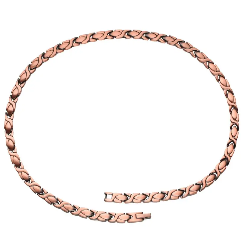 Copper Magnetic Necklace, Flat Byzantine Chain, Elegant Adjustable Necklace for Women & Men, Trendy All-match & Exquisite Jewelry for Birthday Gift, Fashionable Jewelry Accessories, Trendy Jewellery Accessories