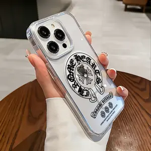 Colorful Chrome Hearts Collage Style Phone Case for iPhone 17 AIR 17 PRO 16 PRO15 PRO MAX 14 PLUS 13 PRO 12 11 PRO XS MAX X XR Plus  Shockproof Protective Cover Full Protection Anti-DropSolid color large-pore