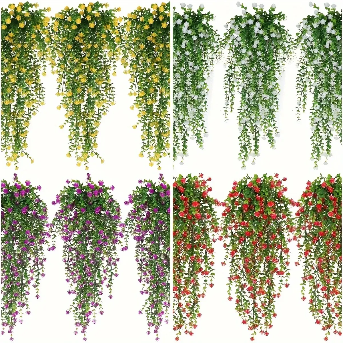 5 bundles Artificial Hanging Flowers, Hanging Plants Flower Bouquet Hanging Vine Plants Drooping Plants for Wall Home Garden Yard Patio Wedding Indoor Outdoor DecorationBedroom, Kitchen, Livingroom, Balcony, Office and Party Decoration
