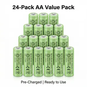 AA Rechargeable Batteries 1.2V NiMH, Pre-Charged Ready to Use, 2000mAh, 24-Pack Value Pack for Remotes Toys Clocks, High Capacity Battery