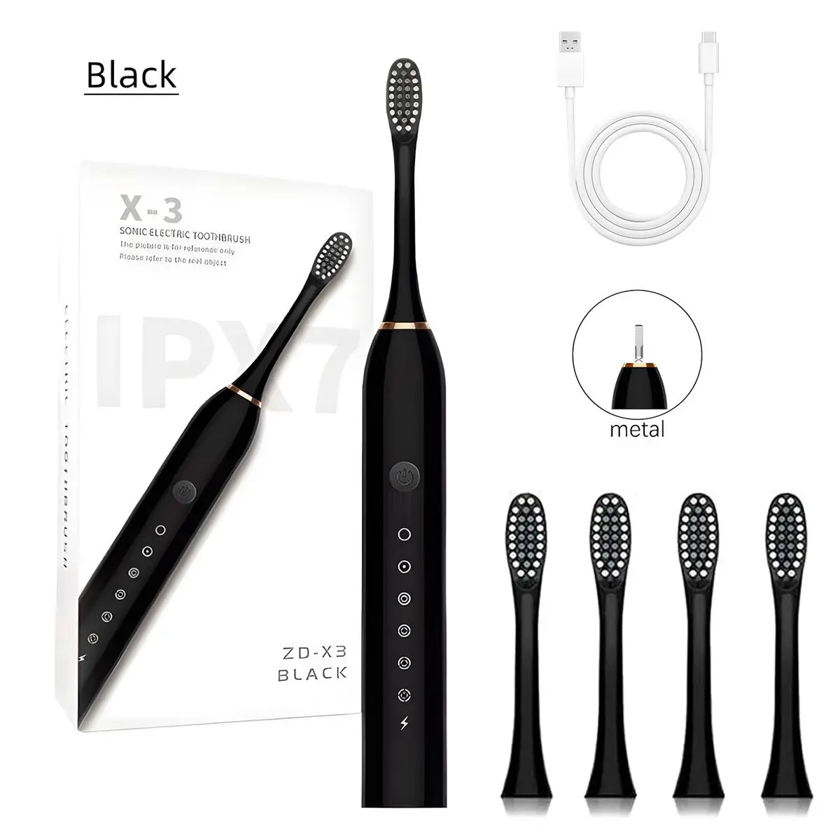 Electric Toothbrush, Rechargeable Sonic Toothbrush with 4 Brush Heads, 42,000 VPM Deep Cleaning, and 2-Minute Smart Cleaning Mode, IPX7 Waterproof Adult Electric Toothbrush