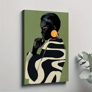 1 Piece Elegant Abstract Black Art Canvas Poster with Solid Wood Frame - Modern Home and Office Wall Decoration, Ideal for Living Room, Bedroom, Classroom - Unique Vintage Style, Indoor/Outdoor Use