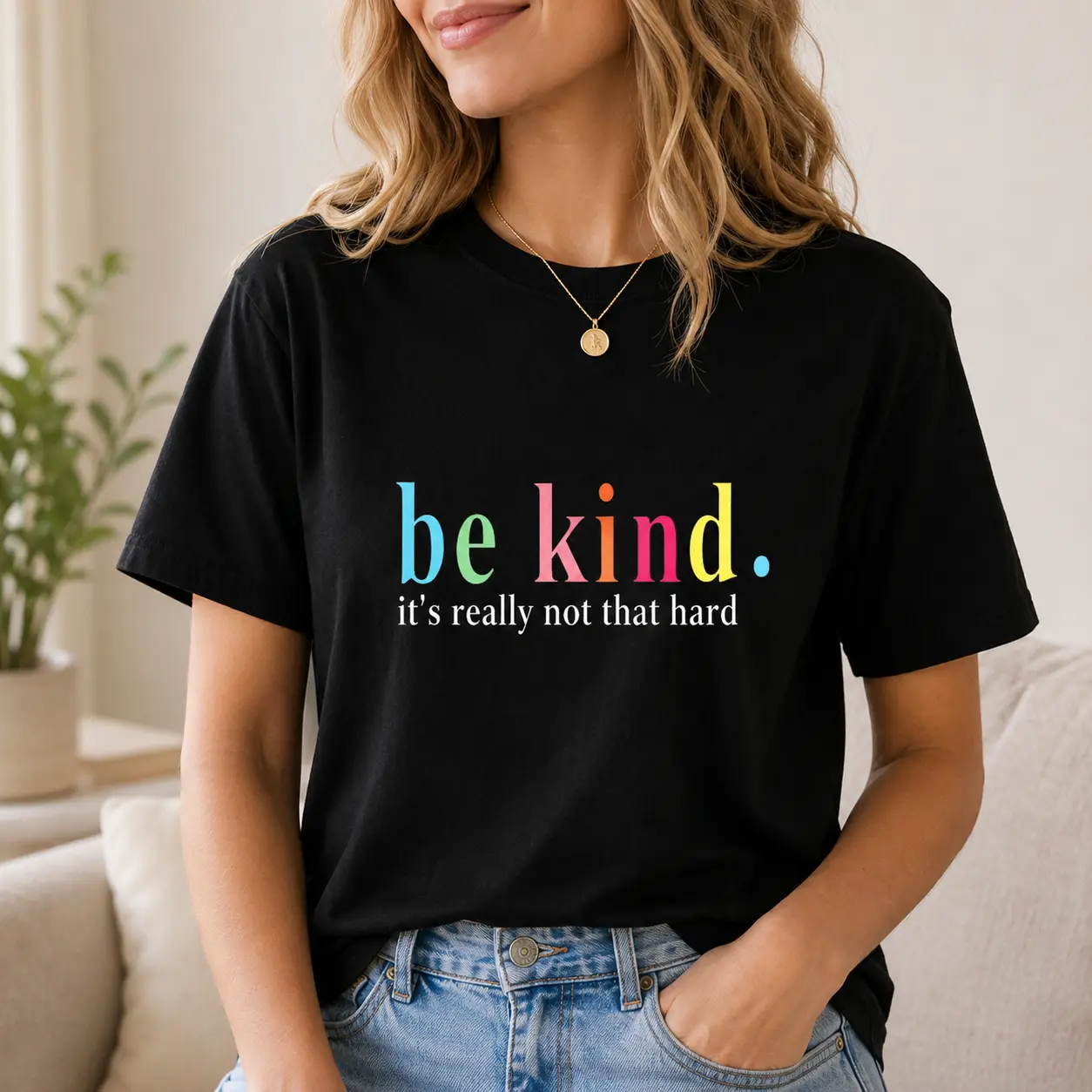 Be Kind It's Really Not That Hard Women's Graphic Tee Casual Streetwear Style Cotton Crew Neck Short Sleeve Fashion T-Shirt For summer Everyday Wear rachel new outfit