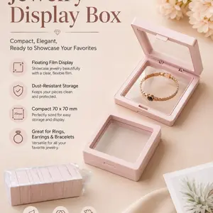30-Pack Elegant Display Box with Elastic Film Lid - Dustproof Jewelry Storage Box for Necklaces, Bracelets, Rings, Coins, Earrings, and Brooches - Durable Plastic, Jewelry Box, Jewelry Case, Jewelry Organizer, Women's Jewelry.(DM369)
