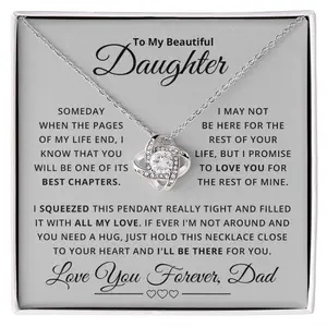 To My Daughter Gift From Dad Love Knot Christmas Father Daughter Necklace Gift Girl Women Pendant Necklace 2024 Hot Jewelry With Box