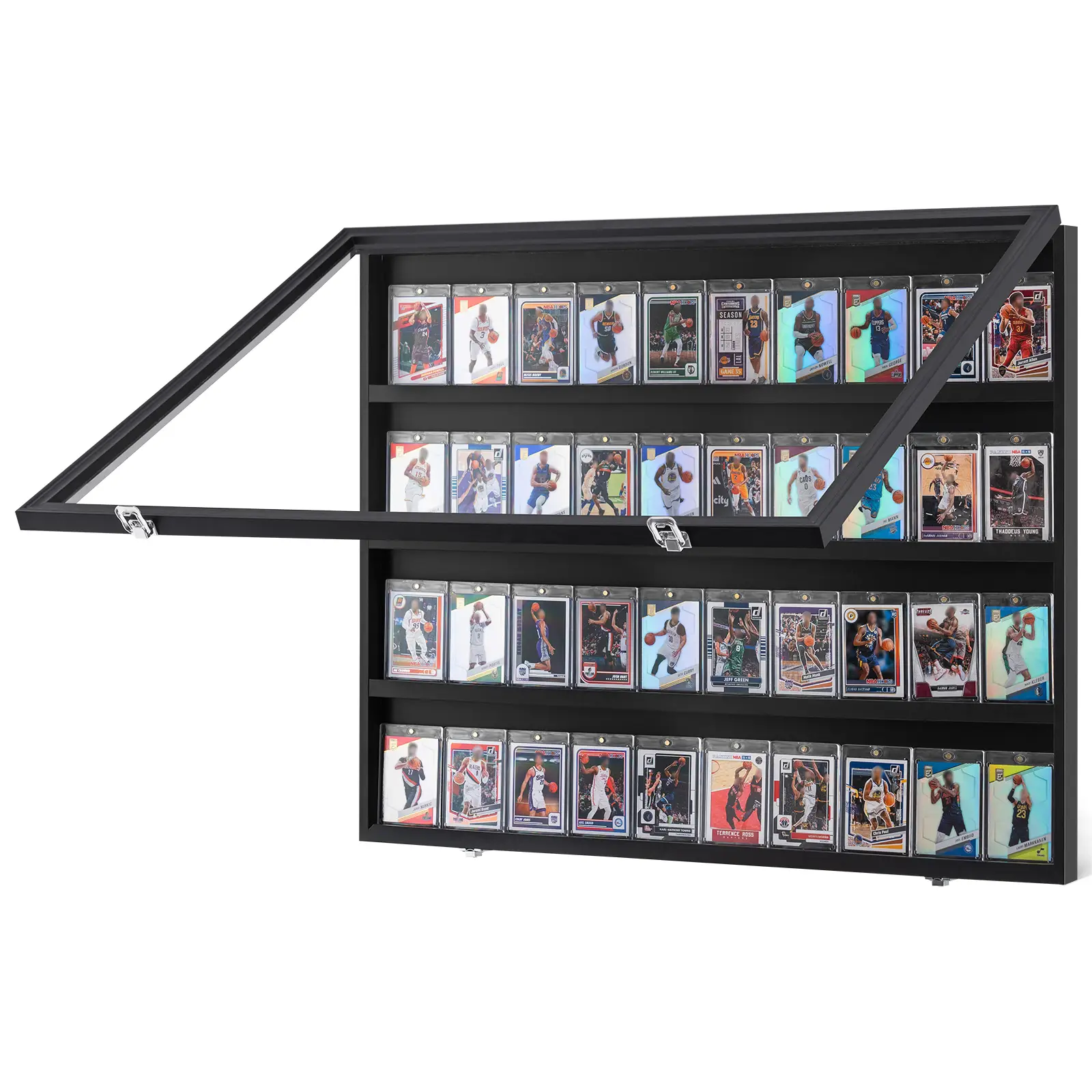 VEVOR Graded Sports Card Display Case, Baseball Card Display Frame with 98% UV Protection Clear View PC Glass, Lockable Wall Cabinet for Football Bask