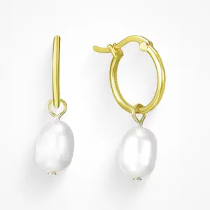 EVRY JEWELS Gold or Silver Plated Women's Hypoallergenic Pure Pearl Earrings