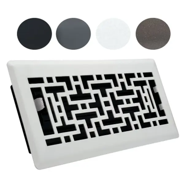 4-Pack - Sierra Grates Register, Heavy-Duty Oriental Pattern Walkable Floor Vent with Damper