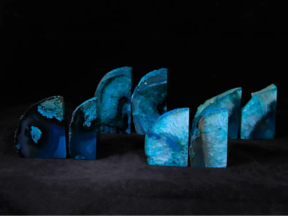 Medium Assorted Dyed Agate Bookend Teal Natural Crystal Decoration