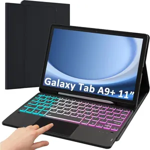 Case for Samsung Galaxy Tab A9 Plus 11 Inch (SM-X210/X215/X216/X218) Featuring a Removable USB-C Touch Keyboard, Magnetic Cover, Pen Holder, And USB Compatibility, Also Suitable for Ipad Air And Macos