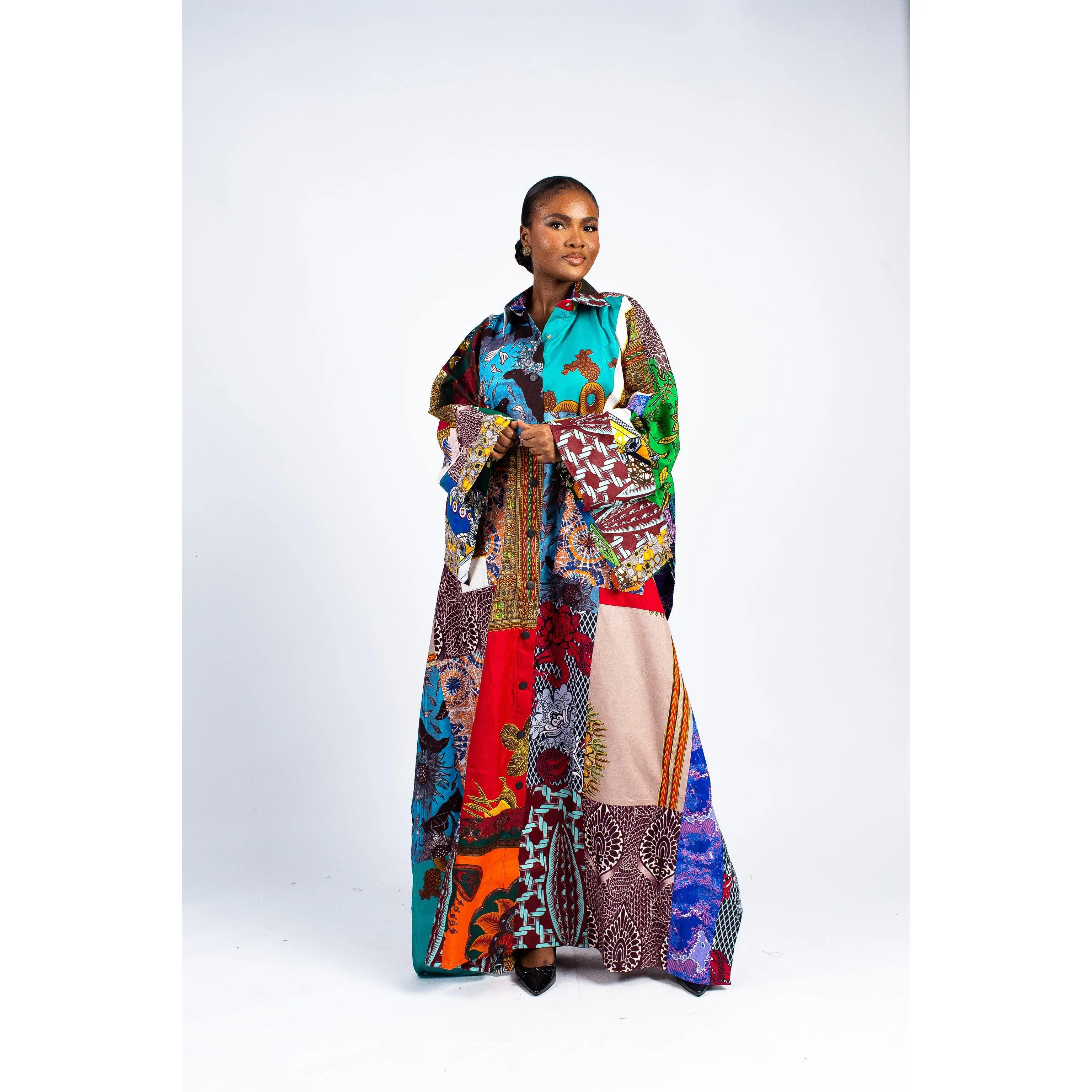 Women's Multi-Print Patchwork Kimono Kaftan