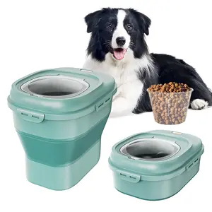 TikTokShopBlackFridayVEVOR Collapsible Dog Food Storage Container, 50 lbs Capacity Large Dispenser Bin with Attachable Casters, Airtight Lid Kitchen Rice Cereal Flour Bin, Pet food Containers For Cat, Bird, Other Pet Food