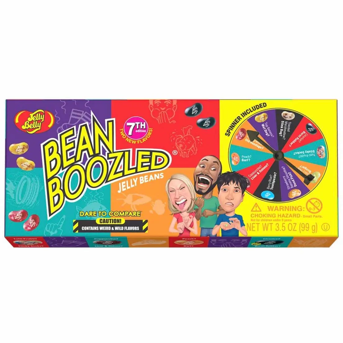 Jelly Belly BeanBoozled 7th Edition Spinner Gift Box, 3.5 oz Assorted Flavors Jelly Bean Sweets (Sweet Banana, Berry, Strawberry, Toothpaste, Licorice, Beeswax) – Funny Gag Snack