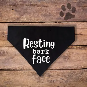 Funny Over The Collar Dog Bandana - Pet Accessory Clothing - Resting Bark Face