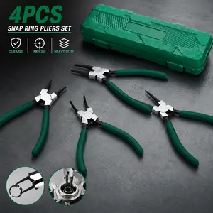 4-Piece Locking Pliers and C-Clamp Set, Heavy Duty Adjustable Vice Grips with Storage Bag, Include 6" & 11" C-Clamps, 7" & 10" Curved Jaw Locking Pliers for Welding, Woodworking and DIY