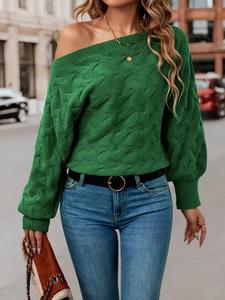 women's plain boat neck batwing sleeve sweater, trendy casual long sleeve cable knit jumper for fall & winter, fashion ladies' knitwear tops for daily wear, womenswear, sweaters for women