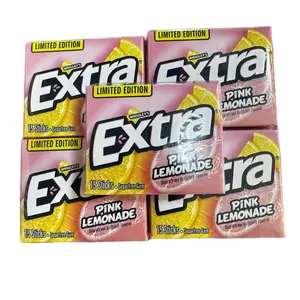 Extra Pink Lemonade Gum - Chewy Snack for All Ages. 5 Packs