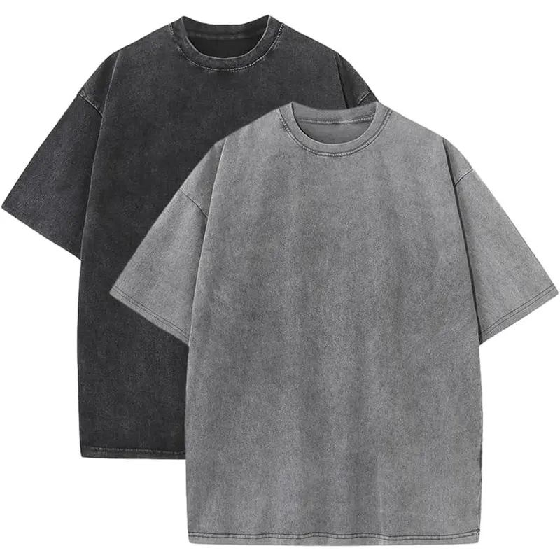 Oversized Tshirts for Men Gym Vintage Heavyweight T Shirts Cotton Workout Wash Baggy Tees, 100% Cotton Comfy Casual Wear for Daily Outfits