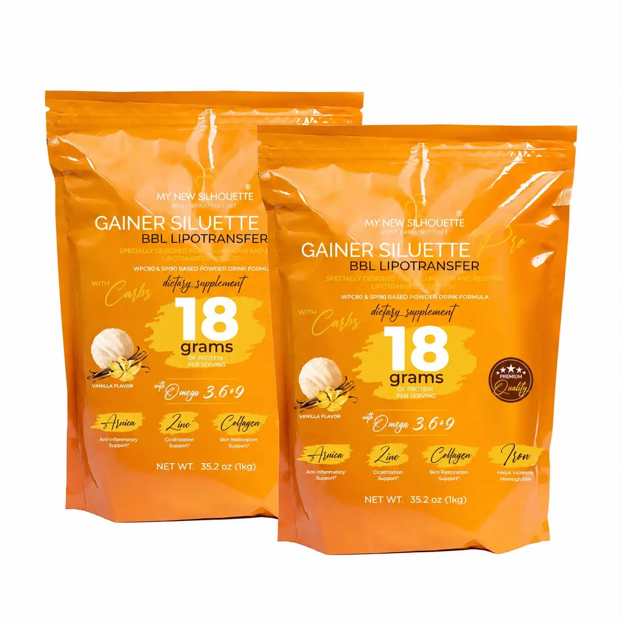 Kit 2 Proteins Gainer Siluette Pro | Post BBL Suport