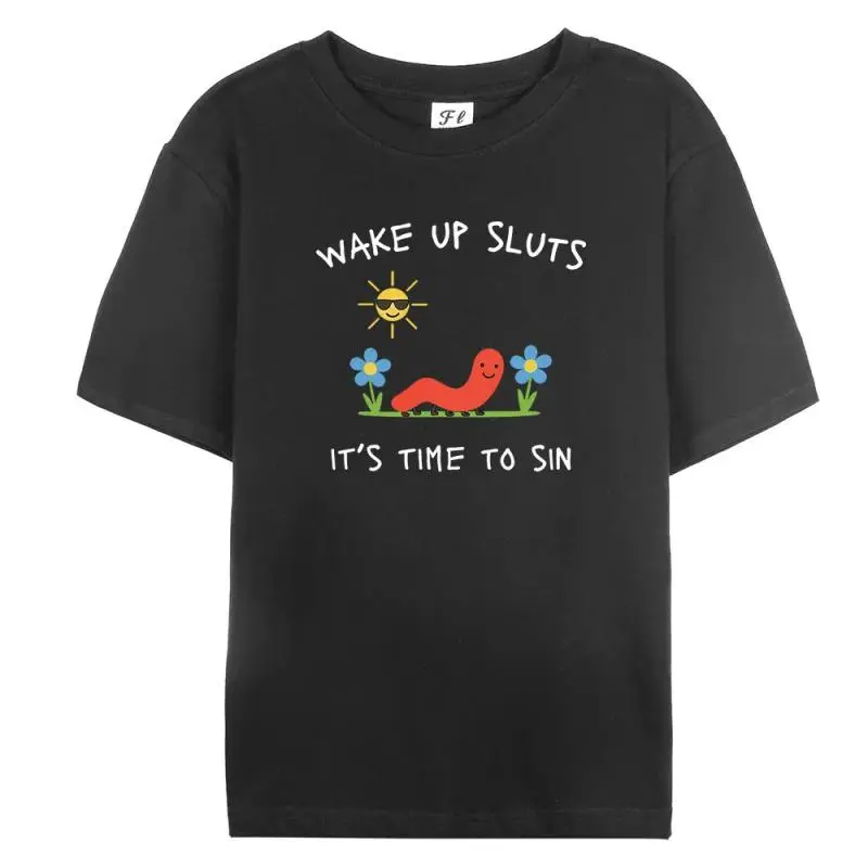 Wake Up Slts T-Shirt funny animal shirt meme graphic tee sarcastic t-shirt cursed tshirt unhinged humor top viral t-shirt Casual Round Neck Classic Soft Smooth Seamless