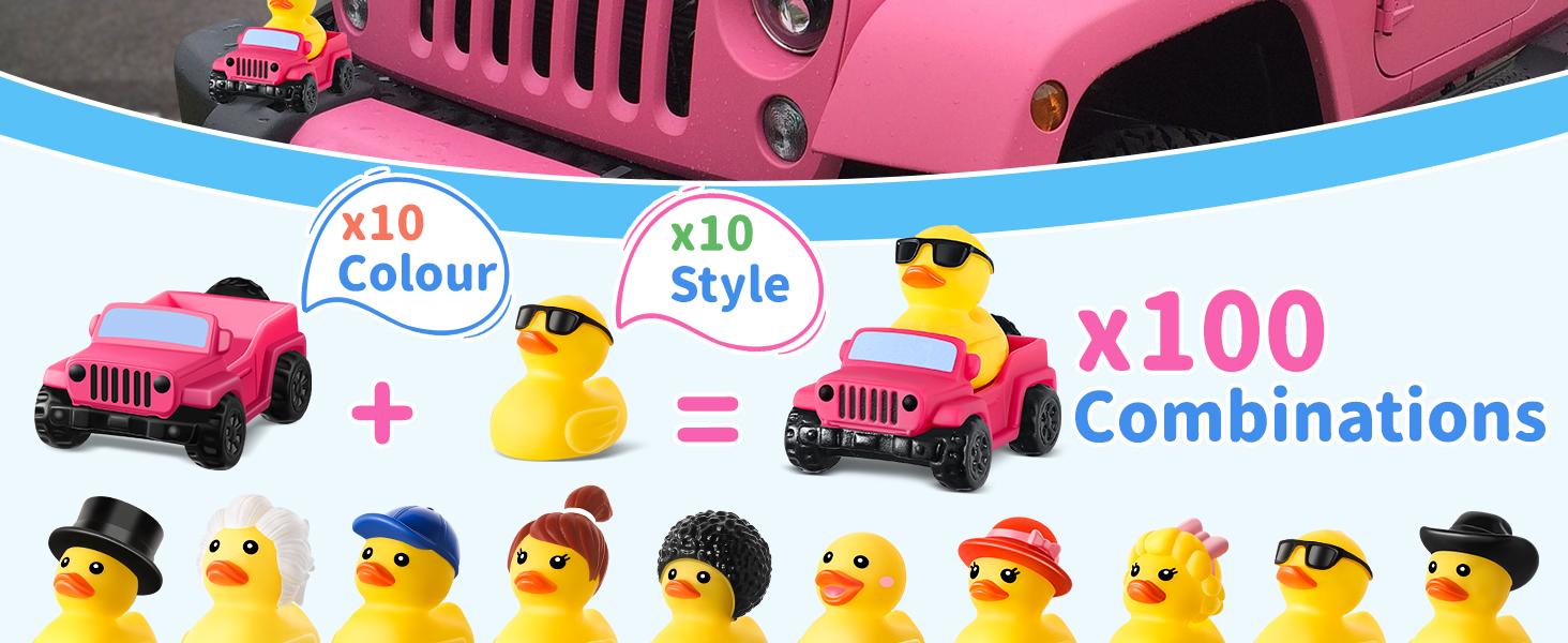Christmas Rubber Ducks for Ducking 12-Pack – 12 Holiday Ducks + 12 Mini Cars | 3.5 in Cars Fit 2 in Ducks | Stocking Stuffers, Xmas Party Favors & Gift for Kids