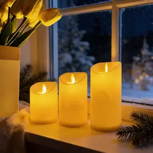 Set of three taper candles, LED flameless candles, decorative lights for Valentine's Day, Mother's Day, and other holiday celebrations. Perfect for family gatherings, Valentine's dinners, weddings, birthdays, and bedroom decor.