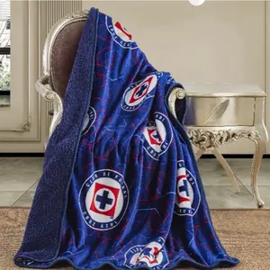 Azul Sherpa Lined Throw Blanket new  sherpa