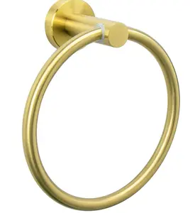 NearMoon Bath Towel Ring, Bathroom Hardware Accessories-Thicken Stainless Steel Hand Towel Holder for Bathroom, Modern Round Towel Hanger Wall Mounted (Brushed Gold, 1 Pack)