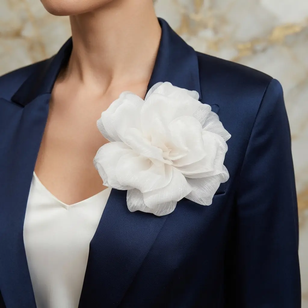 15 cm / 5.91 inches; wrinkle fabric with exquisite floral embroidery and appliqué decoration; DIY chest flowers and collar flowers; multicolor handmade floral accessories; versatile shoulder flowers; elegant sewn decorative flowers suitable for clothing e